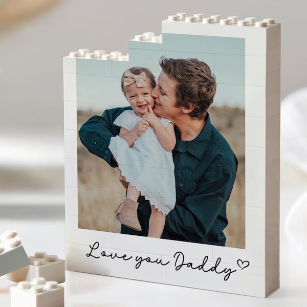 Bloc photo personnalisé papa et moi en brique, cadeau fête des pères, cadeau pour papa, bloc photo personnalisé en brique, cadeau puzzle papa, cadeau pour mari