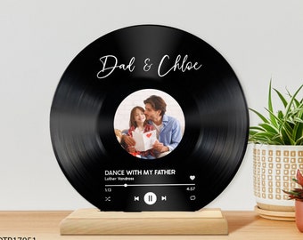 Fathers Day Gift From Daughter, Personalized Dad Kid Record, Gift For Dad, Dad Birthday Gift, Custom Song Photo Vinyl Record, Music Plaque