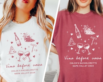 Wine Bachelorette Party Shirts, The Bach Club Shirt, Custom Location Bachelorette Shirt, Bridal Party Shirt Gifts, Vino Before Vows Shirts