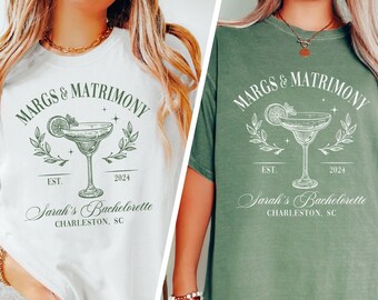 Bachelorette Party Shirts, Margaritas and Matrimony Shirt, Personalized Bridal Party Shirt, The Bach Club, Custom Luxury Bachelorette