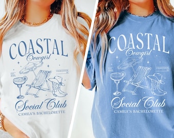 Coastal Cowgirl Bachelorette Shirt, Beach Bachelorette Pary Shirt, Cocktail Social Club Shirt, Bridesmaid Gifts, Custom Luxury Bach Merch