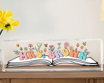 Teacher Desk Name Plate, Personalized Teacher Name Sign, Back To School Gift For Teacher, Custom Teacher Desk Sign, Name Plate For Desk