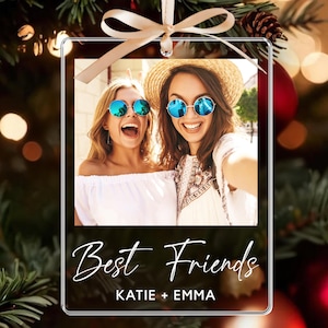 Adorno personalizado para mejor amiga, adorno acrílico con foto personalizada, regalo de Navidad para mejor amiga, adorno para hermana, recuerdo de amistad