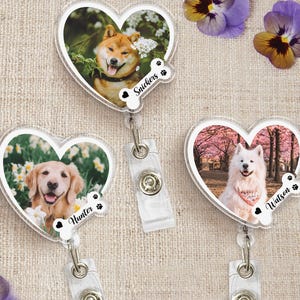 Pet Badge Reel, Custom Pet Portrait Photo Badge Reel, Dog Cat Badge Reel, Nurse Badge Reel, Retractable Badge Pet Photo, Dog Mom Gifts