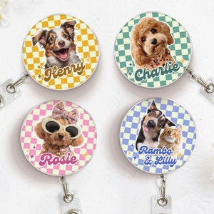 Personalized Pet Badge Reel Funny, Dog Portrait Badge Reel, Cat Retractable Badge Holder, Nurse Badge Reel with Pet Photo, Pet Lover Gifts