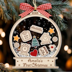 Baby's First Christmas Ornaments 2025, Personalized Baby 1st Christmas Ornament, Custom Baby Name, New Baby Gift, 4D Shake Babies Ornament