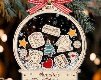 Baby's First Christmas Ornaments 2025, Personalized Baby 1st Christmas Ornament, Custom Baby Name, New Baby Gift, 4D Shake Babies Ornament
