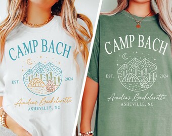 Vintage Camp Bachelorette Shirt, Custom Camping Bachelorette Party Shirts, Mountain Bridesmaid Shirt, Bridal Party Gifts, Custom Location