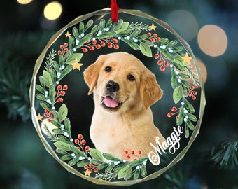 Personalized Dog Photo Christmas Ornament, Customized Dog Ornament, Dog Memorial Ornament, Custom Pet Photo Gifts, Christmas Pet Ornaments