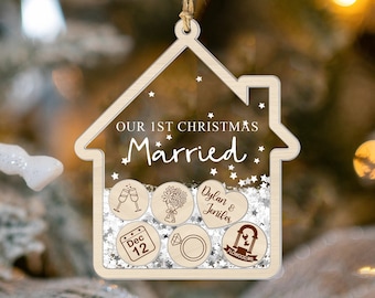Personalized Married Ornament, First Christmas Married Ornament, Wedding Christmas Ornament, Custom Couple Ornament, Just Married Ornament