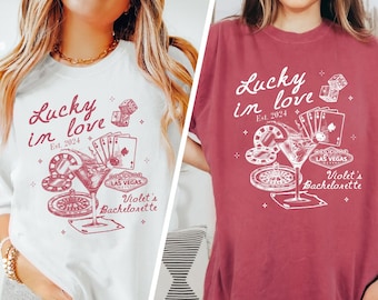 Lucky in Love Bachelorette Shirts, Custom Las Vegas Bachelorette Shirt, Poker Dice Bachelorette Party Merch, Drink and Dice Bach Shirt