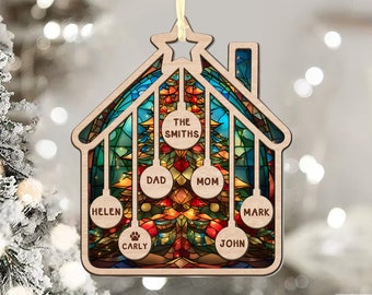 Custom Family Christmas Ornament, Family With Pet Ornament, Personalized Family House Ornament 2023, Christmas Keepsake, Christmas Gifts