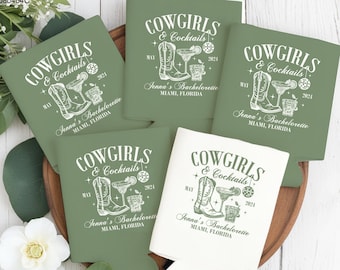 Cowgirls And Cocktails Can Cooler, Bachelorette Party Favor, Austin Texas Bachelorette Can Cooler, Bach Party Can Cooler, Custom Party Decor