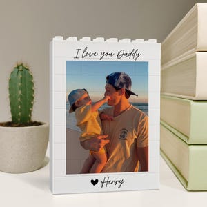 Custom Daddy and Me Brick Photo Block, Christmas Gift For Dad, Dad Puzzle Gift, Personalized Photo Building Block, Gift For Husband