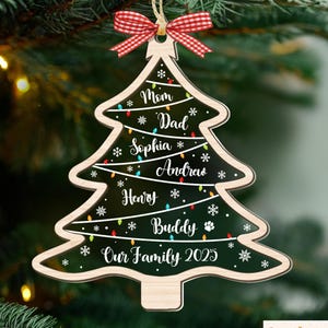 Family Christmas Ornaments, Custom Family Names Tree Ornament, Family Ornament With Pets, Family Christmas Tree, 2024 Christmas Ornament
