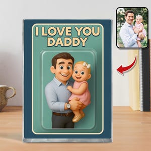 Personalized Photo Dad And Kids Action Figure Acrylic Block, Custom Father&#39;s Day Gift For Dad, Dad Birthday Gift, Gift For Husband
