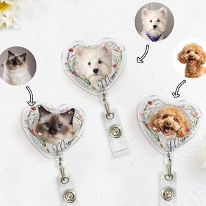 Custom Pet Badge Reel With Photo, Personalized Pet Badge Reel, Nurse Badge Reel with Picture, Nurse Gift, Dog Mom Gifts, Dog Cat Badge Reel
