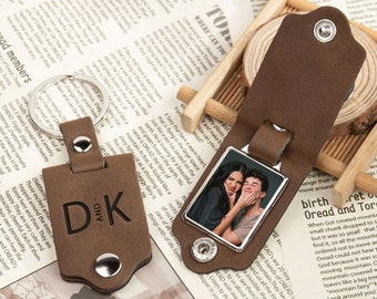 Valentines Day Gift for Him, Personalized Photo Leather Keychain With Photo, Custom Photo Keychain, Drive Safe Keychain, Valentine Gift