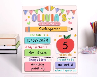 Acrylic First Day of School Sign, Custom  Interchangeable Sign, Back to School Gifts, Personalized 1st Day School Board, Milestone Sign