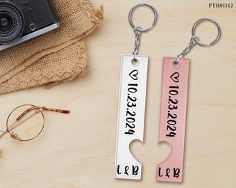 Custom Couple Keychain, Personalized Gift For Boyfriend, Couple Matching Keychains, Anniversary Gifts for Boyfriend Valentine's Day Gifts