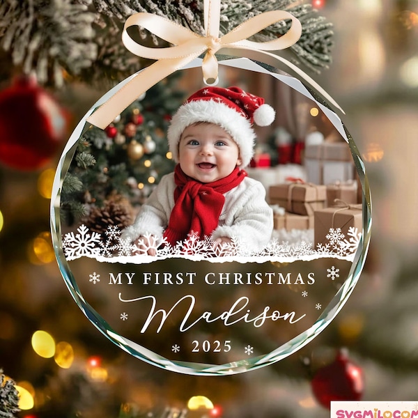 Custom Baby Photo Ornament, Personalized Babys First Christmas Ornament, Baby Face Picture Ornament, New Baby Gift, Newborn Christmas Gift