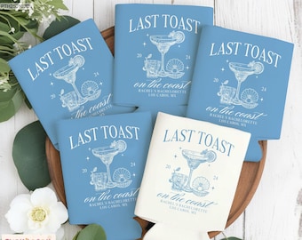 Last Toast On The Coast Can Cooler, Coastal Bachelorette Can Cooler, Beach Bachelorette Party, Cocktail Can Cooler, Coastal Theme Can Cooler