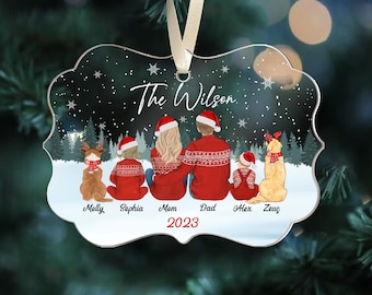 Personalized Family Ornament, Family Christmas Ornament, Custom Dog Ornament, Custom Family With Dog Ornament, Christmas 2024 Ornament