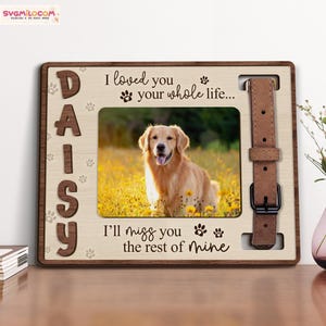 Custom Memorial Pet Collar Sign, Dog Memorial Wood Frame With Collar Holder, Custom Dog Memorial Gifts, Pet Loss Gifts, Dog Memorial Gifts