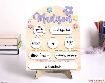 Personalized First And Last Day School Sign, Back to School Sign, 1st Day of School Kindergarten Sign, First Day School Wooden Board