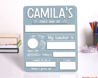 Acrylic First Day of School Sign, Back To School Sign, 1st Day of School Sign Interchangeable, Personalized First and Last Day School Sign,