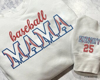 Custom Embroidered Baseball Mom Sweatshirt, Baseball Mama Sweater, Baseball Embroidery Gifts For Mom, Baseball Embroidery Crewneck