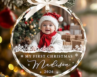 Custom Baby Photo Ornament, Personalized Babys First Christmas Ornament, Baby Face Picture Ornament, New Baby Gift, Newborn Christmas Gift