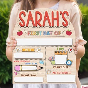 Customized First And Last Day School Sign, Back to School Sign, Kindergarten 1st Day of School Sign, First Day School Wooden School Board