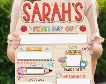 Customized First And Last Day School Sign, Back to School Sign, Kindergarten 1st Day of School Sign, First Day School Wooden School Board