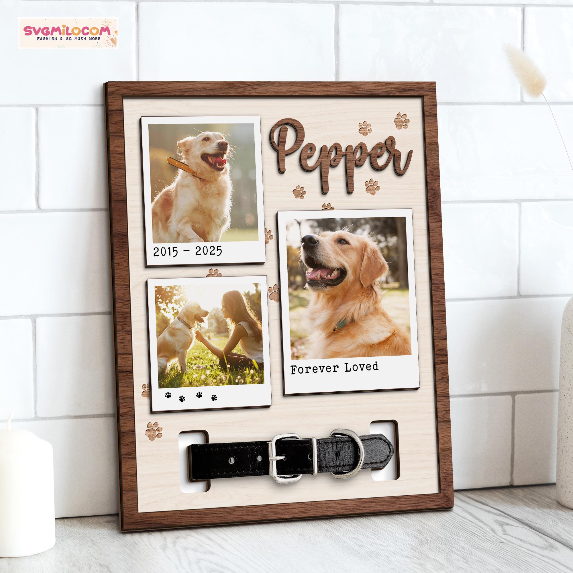 Personalized Dog Memorial Wood Frame With Collar Holder, Custom ...