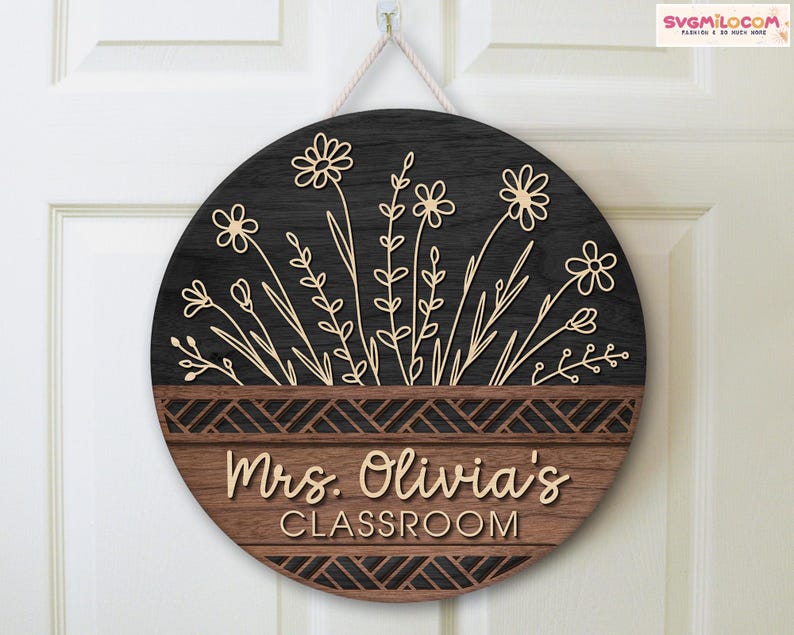 Custom Teacher Door Hanger, Classroom Decor, Teacher Name Door Sign, Teacher Appreciation Gifts, Teacher Name Sign, Teacher Welcome Sign image 1