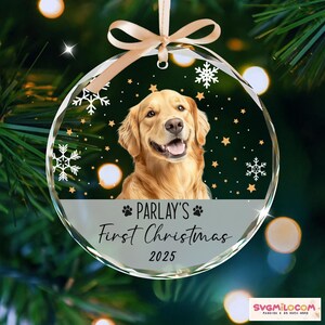 Personalized Dog Photo Ornament, Dog First Christmas Ornament, Custom Dog Acrylic Ornament, Pet Portrait Name Ornament, Dog Lover Gift image 8