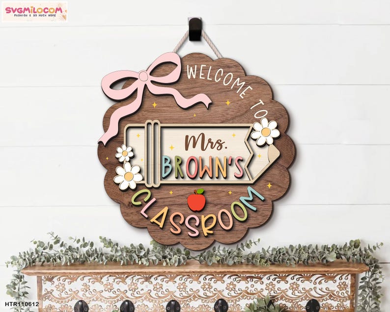 Custom Teacher Door Sign, Classroom Decor, Back To School Gift, Custom Teacher Name Door Hanger, Teacher Gift, Welcome Classroom Sign image 5