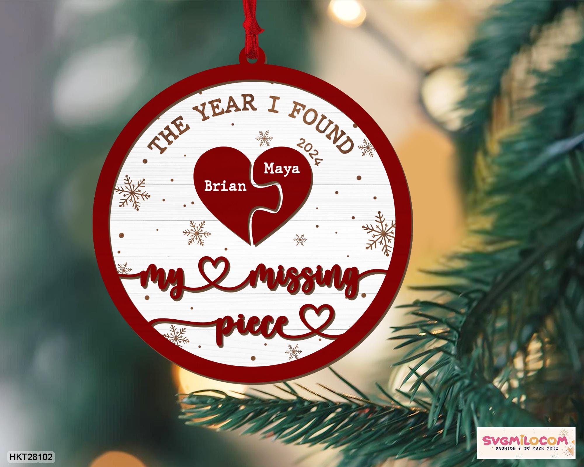 The Year I Found My Missing Piece Couple Christmas Ornament, Newlywed Keepsake, Couple First Christmas Gifts, Wedding Gift, Christmas Decor