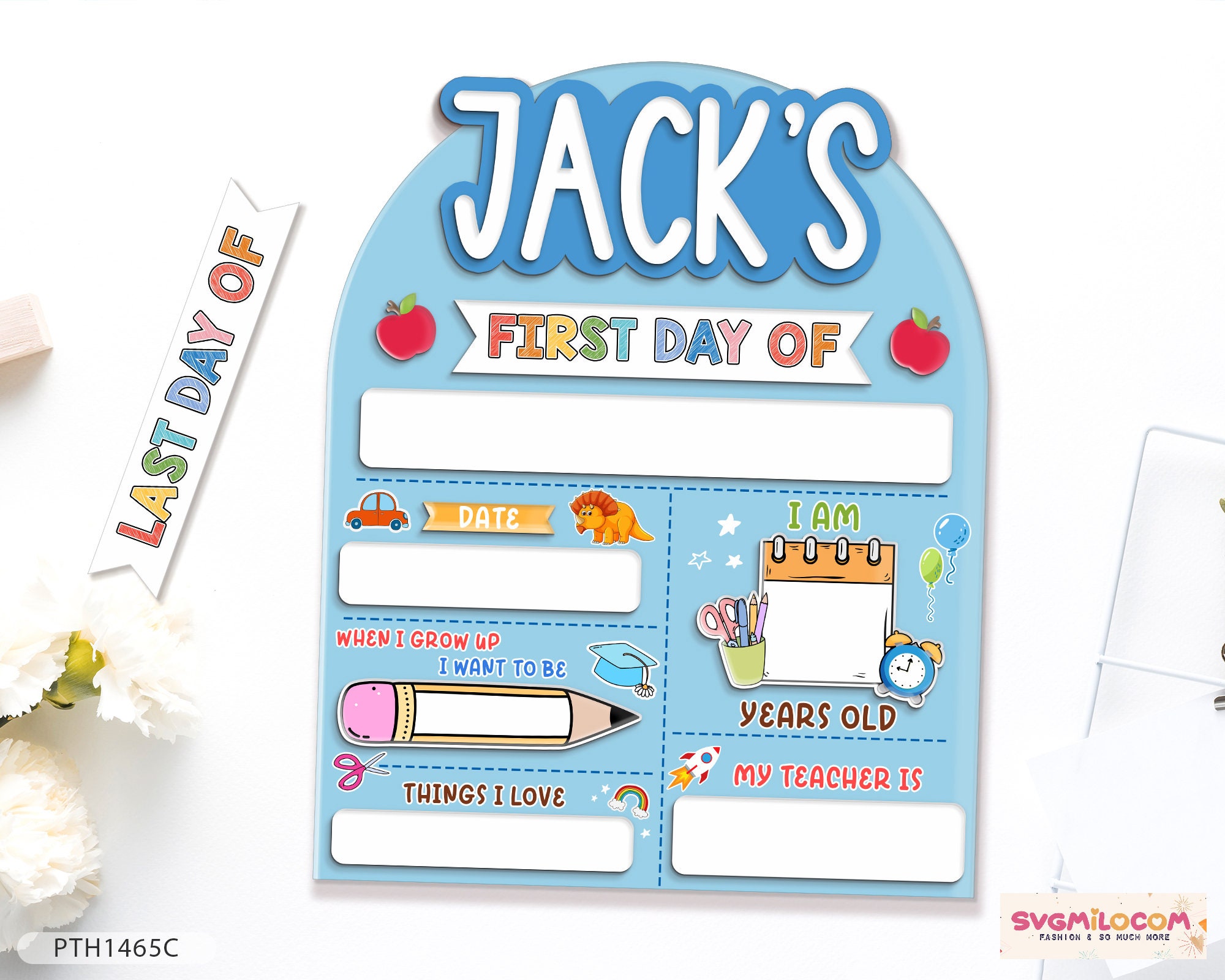 Customized First And Last Day School Sign, Back to School Sign For Boys,  Kindergarten 1st Day of School Sign, First Day School Acrylic Sign
