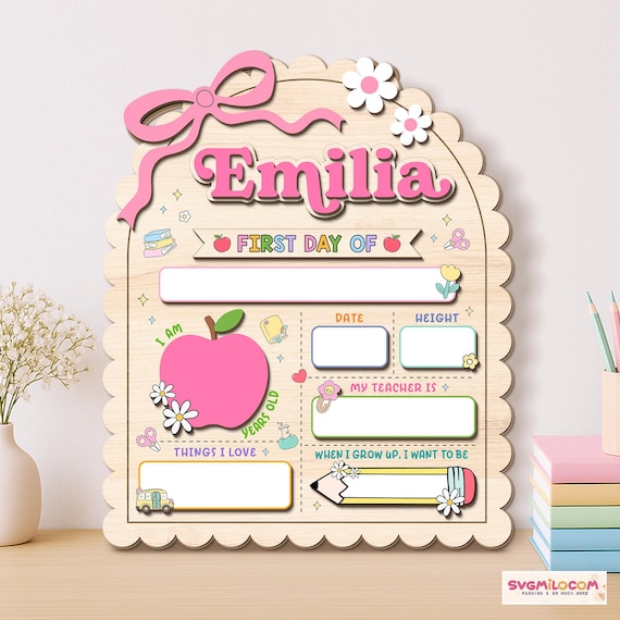 Personalized First Day Of School Sign, Back To School Sign, Kindergarten First  and Last Day of School Board, 1st Day of School Wood Sign