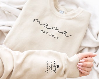 Mama Embroidered Sweatshirt, Mothers Day Gifts, Mama Sweatshirt With Kid Name, Mama Crewneck Sweatshirt, Custom Mom Shirt, Mom Gifts