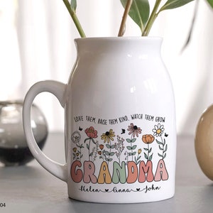 Mothers Day Gift, Grandmas Garden Flower Vase, Mothers Day Gifts For Grandma, Nana Mimi Gift From Grandchild, Grandkid Name Flower Vase