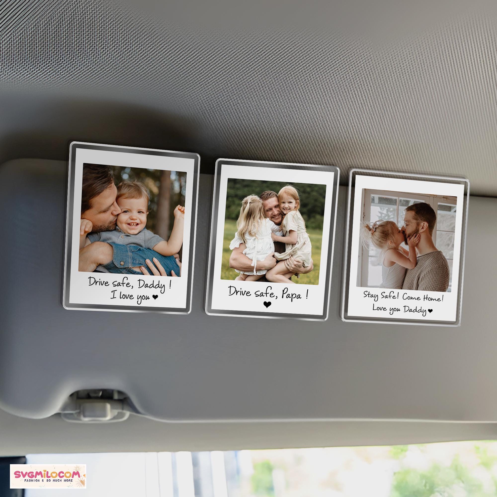 Custom Photo Car Visor Clip, Drive Safe Daddy Sun Visor Clip, Fathers Day Gift For Dad, Photo Frame Husband Gift, Gift For Grandpa
