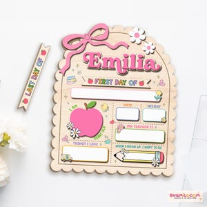 Panneau personnalisé premier jour d'école, panneau de retour à l'école, conseil scolaire premier et dernier jour de maternelle, panneau en bois 1er jour d'école image 3