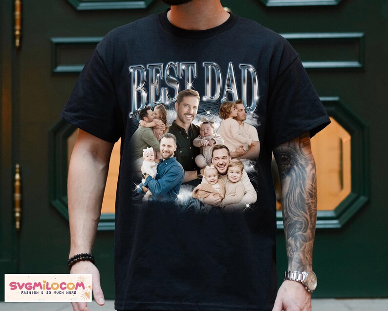 Custom Bootleg Shirt, Best Dad Ever Shirt, Christmas Gift For Dad, Dad Bootleg Rap Tee, Gift For Dad, Custom Photo Dad Shirt image 2