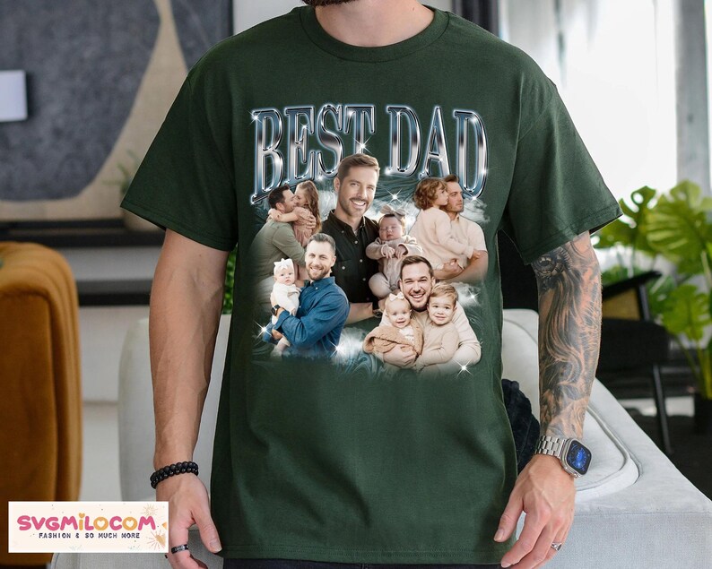 Custom Bootleg Shirt, Best Dad Ever Shirt, Christmas Gift For Dad, Dad Bootleg Rap Tee, Gift For Dad, Custom Photo Dad Shirt image 4