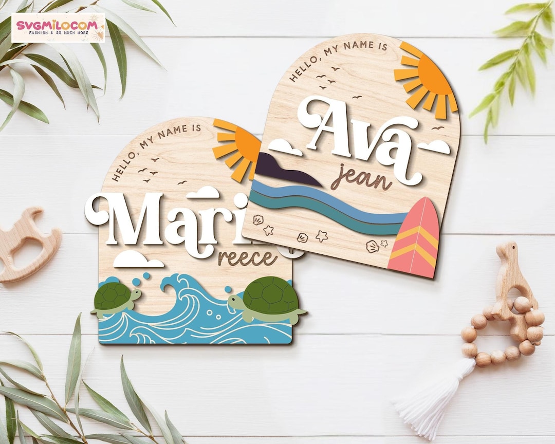 Ocean Waves Baby Announcement Sign, Birth Announcement Sign ...