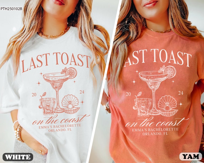 Last Toast On The Coast Shirt, Beach Bachelorette Party Shirt, Bach Club Shirt, Coastal Bachelorette Shirt, Personalized Luxury Bachelorette image 6