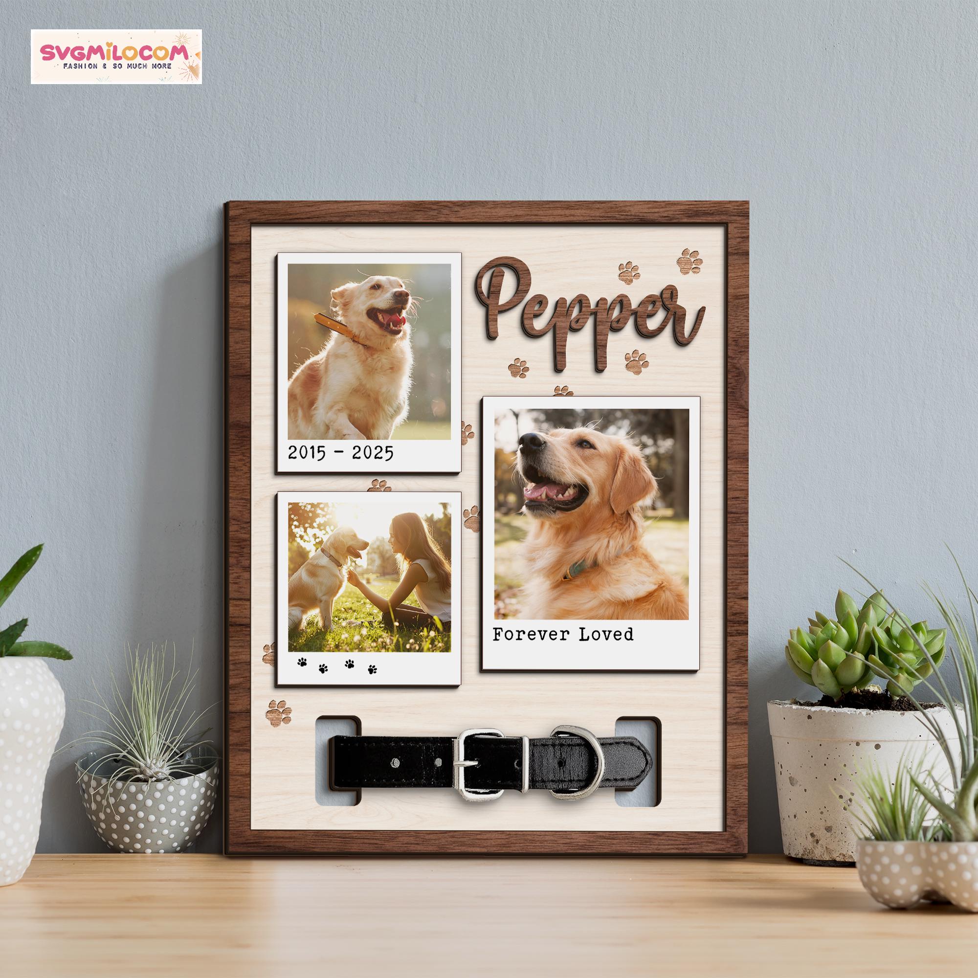 Personalized Dog Memorial Wood Frame With Collar Holder, Custom ...